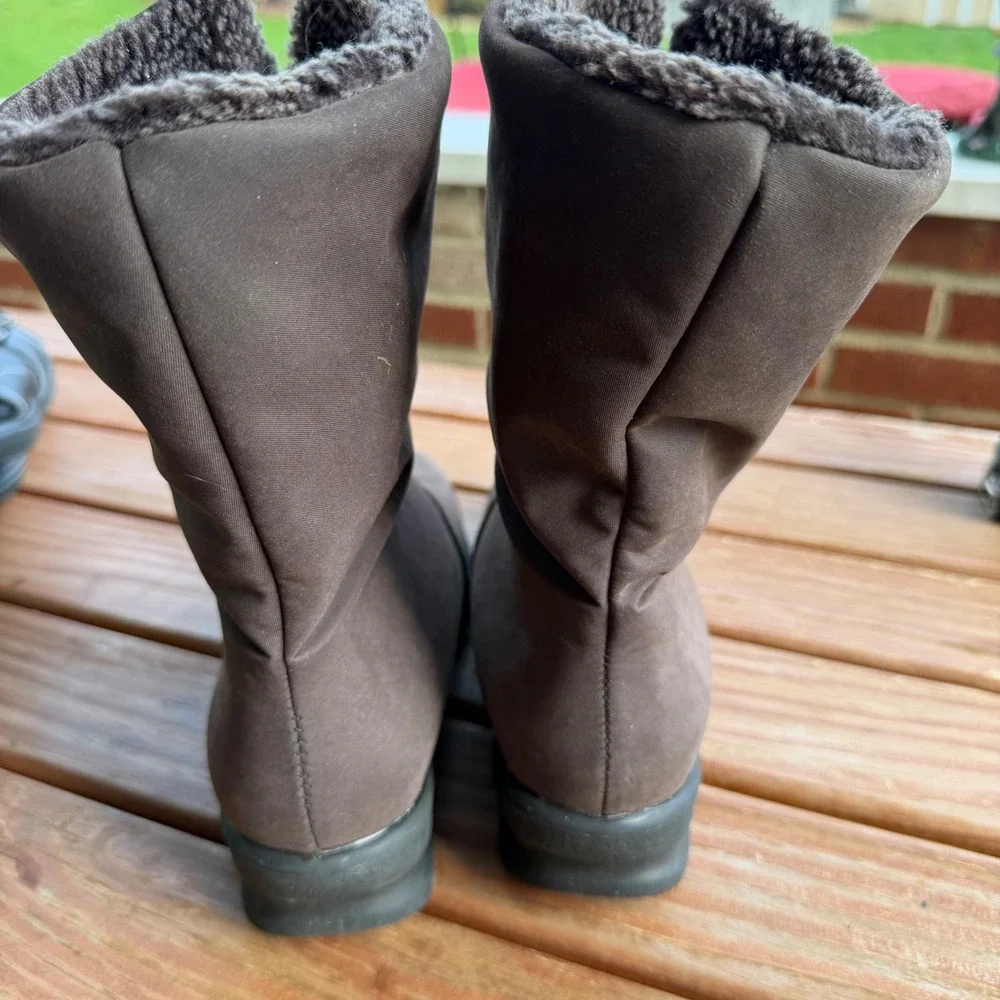 Toe Warmers Brown Front Zip Winter Boots Faux Fur Lined‎ Size 10M Made in Canada
